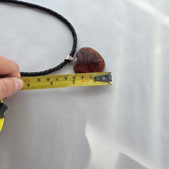 Jay King Mine Finds Heart Amber Necklace Sterling Silver 925 Leather New 18" - Picture 8 of 10